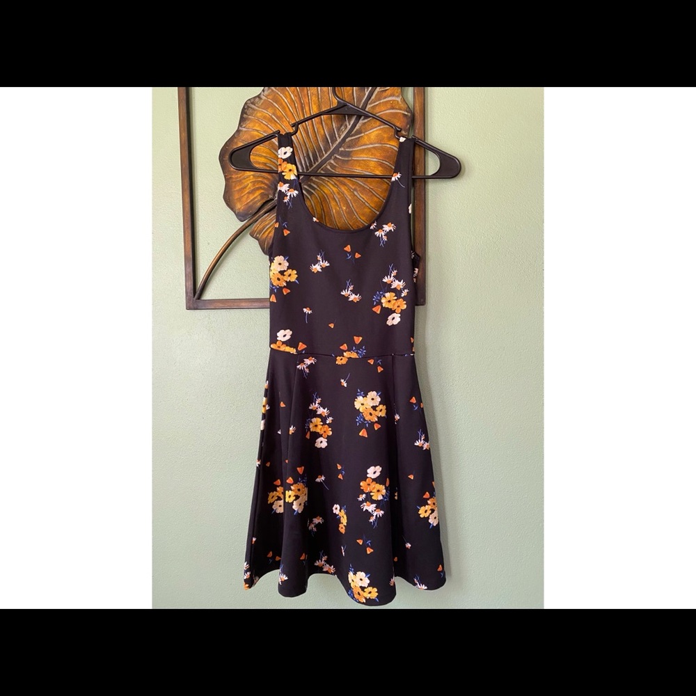 H&M New Black Floral Skater Dress